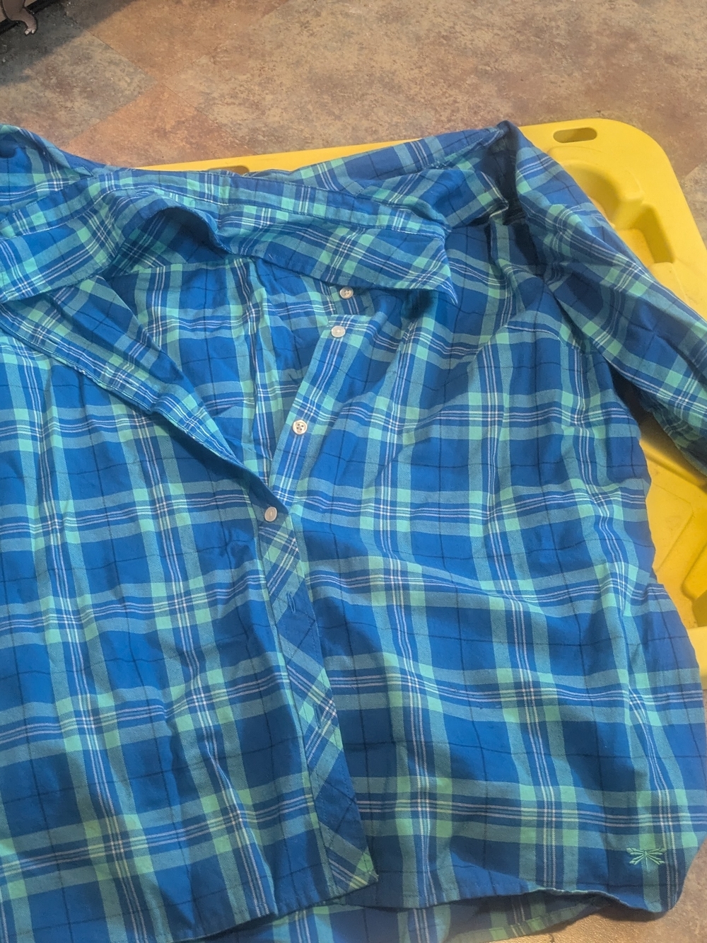 Talbots Blue and Teal Plaid Men's Button-Down Shirt